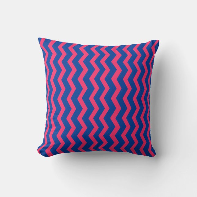 Blå Rosa Chevron Kudde (Framsida)