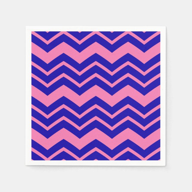 Blå Rosa Chevron Sicksack Design  Pappersservett (Framsidan)