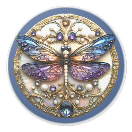 Blå Rosa Dragonfly Pearls Precious Stones Knopp