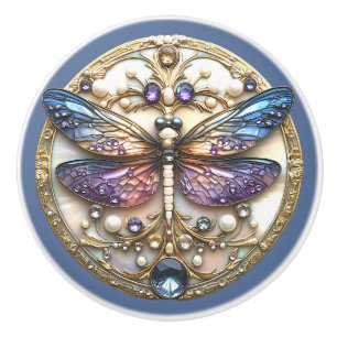 Blå Rosa Dragonfly Pearls Precious Stones Knopp
