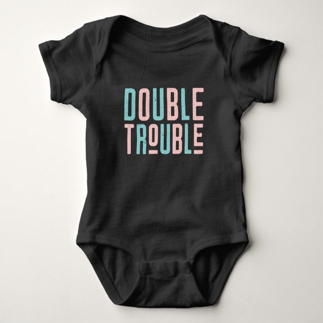 Blå/Rosa Dubbel Trouble T-Shirt (Framsida)