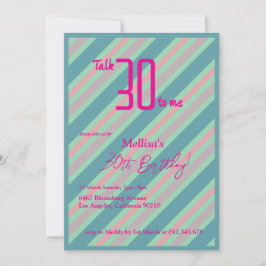 Blå Rosa, feminin 30års födelsedag Inbjudningar