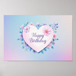 Blå Rosa födelsedag lyxurig elegant extravagant Poster