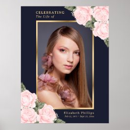 Blå Rosa Foto Firande av Livet Begravning Skylt