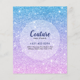 Blå & Rosa Glitter Ombre Naglar Meny Lista