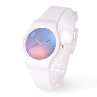Blå Rosa Gradient Dial White Silicone Armbandsur