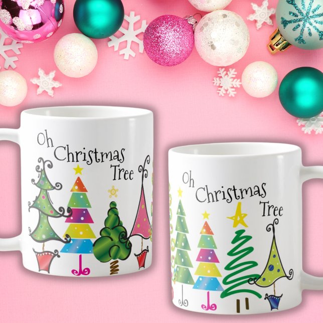 Blå Rosa-Grönt för Whimsique Julgranar- Kaffemugg (Skapare uppladdad)