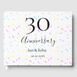 Blå rosa gula prickar 30-årsjubileum namn  gästböcker