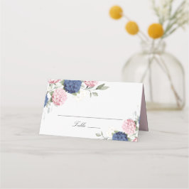 Blå Rosa Hydrangea Platskort med Blommig Elegans Placeringskort