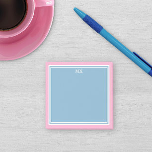 Blå Rosa Kanter Monogram Post-it Block