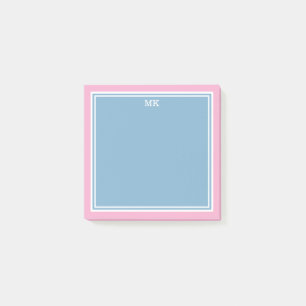 Blå Rosa Kanter Monogram Post-it Block