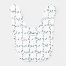 Blå rosa-lavender-blomster hakklapp