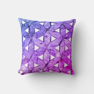 Blå rosa lila blomma, skrämt geometri kudde