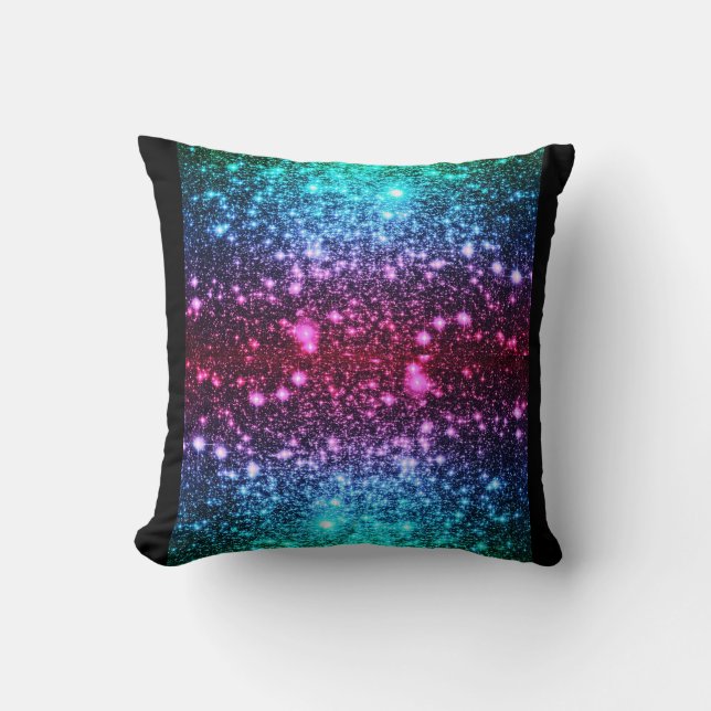 Blå Rosa Lila Gnistra Pillow Kudde (Framsida)