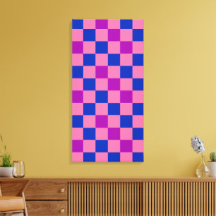 Blå Rosa Lila Rutig Mönsterdesign Canvastryck