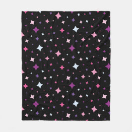 Blå Rosa Lila Stjärnor Kosmisk Rymd Natt Himmel. Fleecefilt