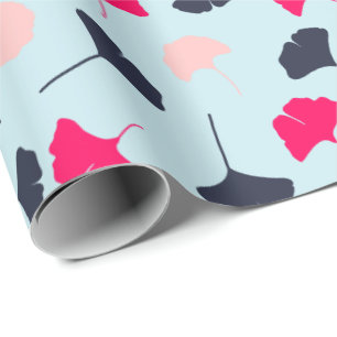 Blå, Rosa, Ljusblått Löv Mönster Presentpapper