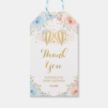 Blå Rosa Luftballong Blommigt  Twin Baby Shower