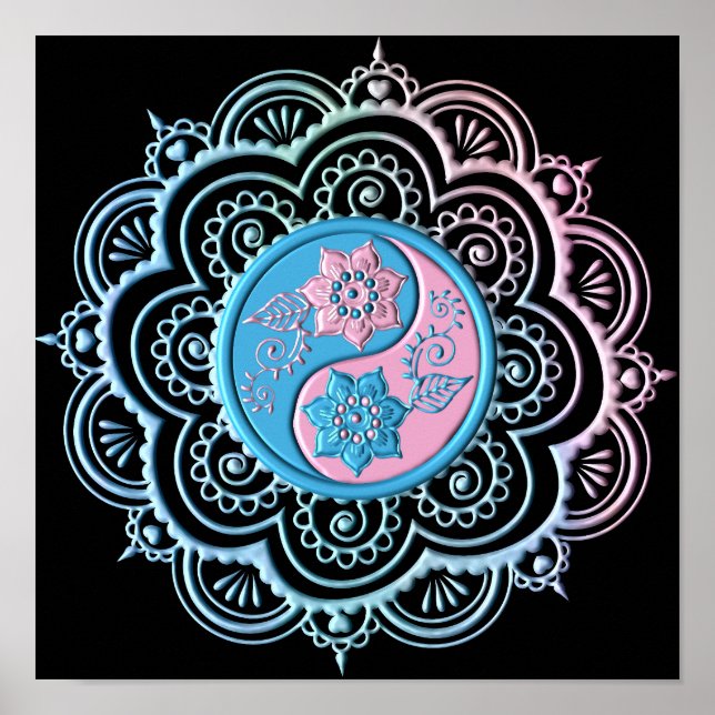 Blå & Rosa Mandala Poster (Framsidan)