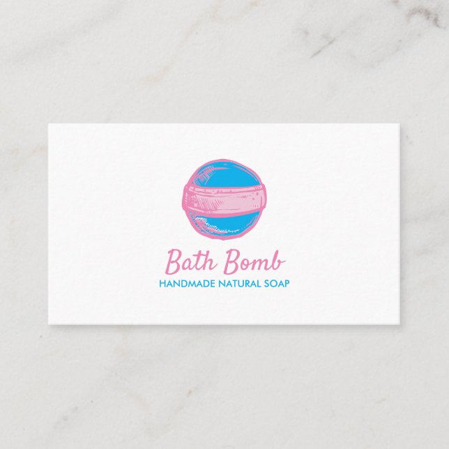 Blå Rosa Naturlig Tvål Logo Spa Badbomb Visitkort (Framsida)