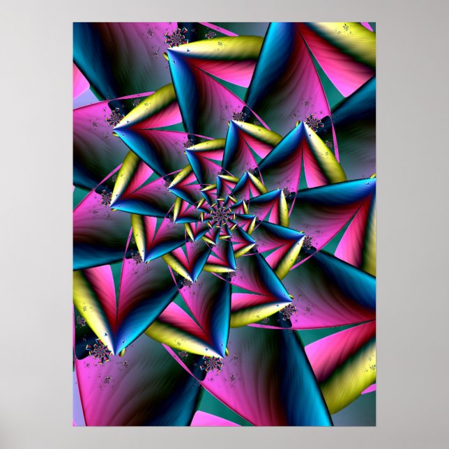 Blå, Rosa och Gult Spiral Poster (Framsidan)