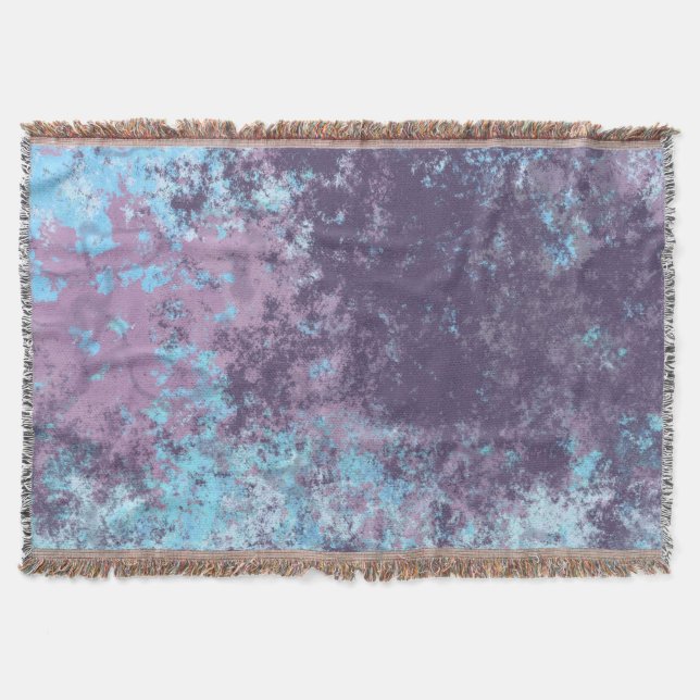 Blå, Rosa och Lila Marble Abstrakt Filt (Framsidan)