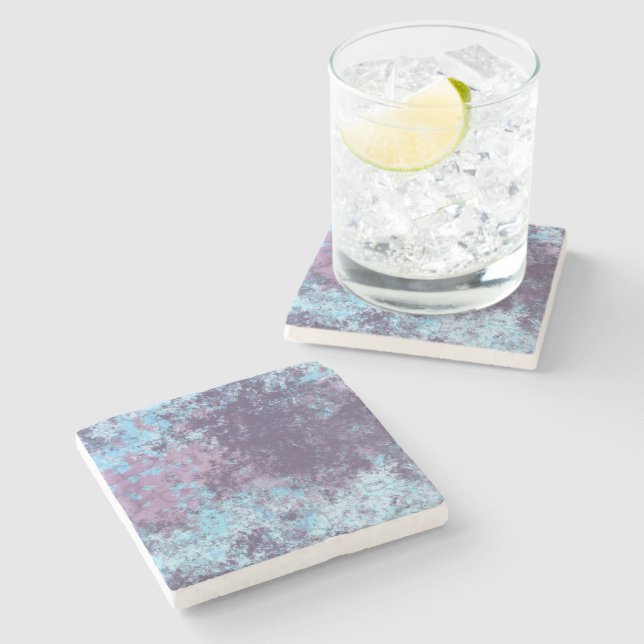 Blå, Rosa och Lila Marble Abstrakt Stenunderlägg (Sidan)