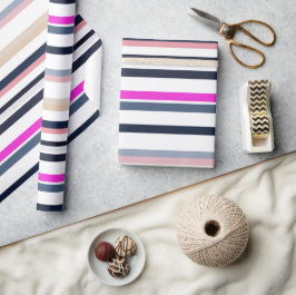 Blå Rosa och Sandränder Presentpapper