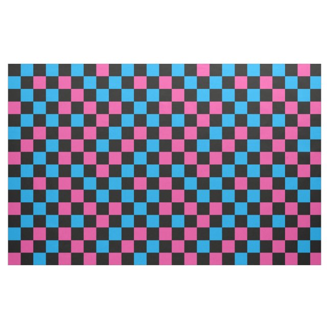 Blå Rosa Och Svart Rutig Mönster  Tyg (Fat Quarter)