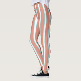 Blå, rosa och vitt rand mönster leggings