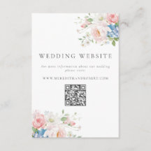 Blå & Rosa Pastell Blommig QR Bröllopswebbplats