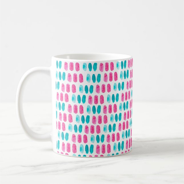 Blå rosa-penseldrag. Abstrakt måla mönster Kaffemugg (Vänster)