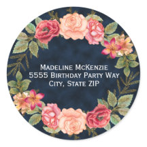 Blå Rosa Red Blommigt-kuvert Adress-symbol