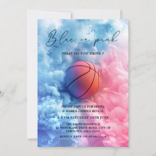 Blå Rosa Rök Basket Sport Köns Avslöjande Inbjudningar