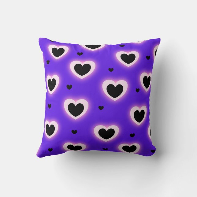 Blå Rosa Söt Mysig Modern Romantisk Chic Hjärta  Kudde (Baksida)