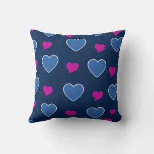 Blå Rosa Söt Mysig Modern Romantisk Chic Hjärtan Kudde