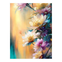 Blå Rosa Teal Cream Flowers Facklig Blommigt