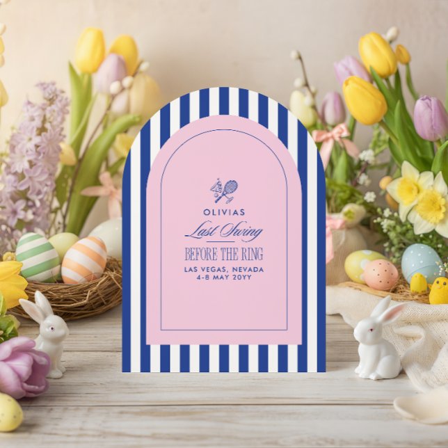 Blå & rosa tennismöhippa-aktiviteter inbjudan (Skapare uppladdad)