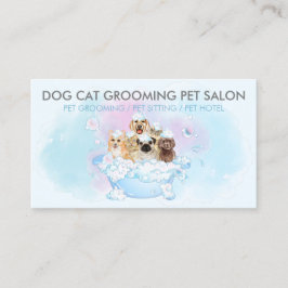 Blå Rosa Vatten Cats Hundar Bubbles Pet Grooming Visitkort