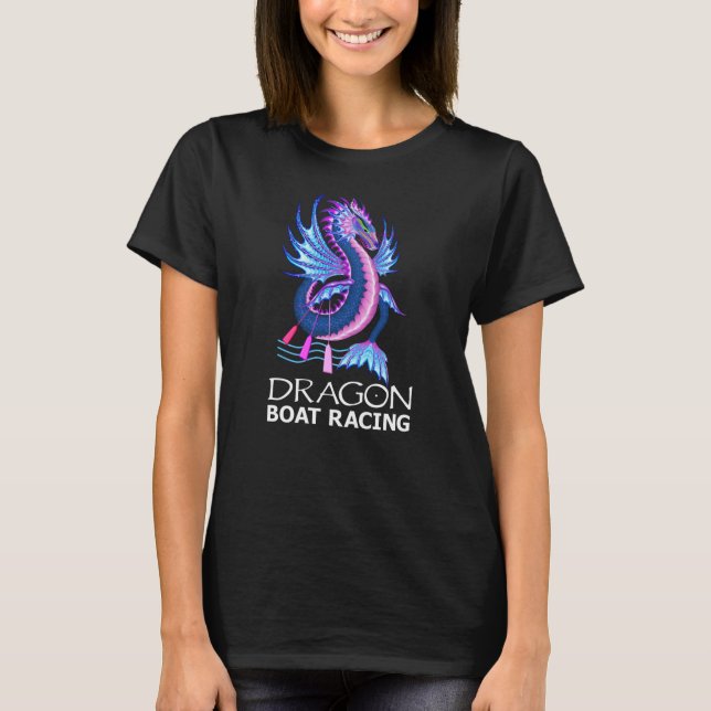 Blå Rosa Vatten Dragon Boat Tävla T Shirt (Framsida)
