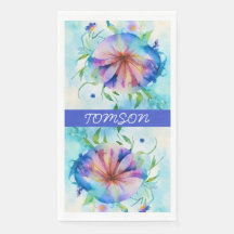 blå rosa, vattenfärg