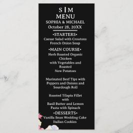 Blå Rosa Vattenfärgsblommor QR-kod Bröllop Meny