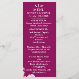 Blå Rosa Vattenfärgsblommor QR-kod Bröllop Meny