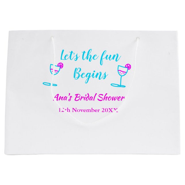 Blå rosa vin glas bröllopsdusch låt oss ha kul bör (Framsidan)