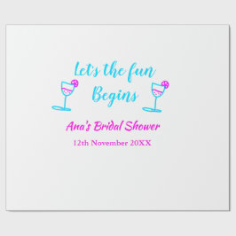 Blå rosa vin glas bröllopsdusch låt oss ha kul presentpapper