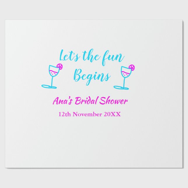 Blå rosa vin glas bröllopsdusch låt oss ha kul presentpapper (Platt)