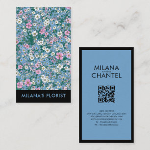 Blå Rosa Vit Modern Trendig Blomma Florist Visitkort