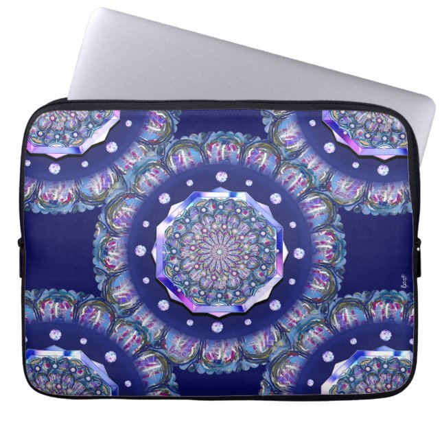 Blå rosace laptop fodral (Framsidan)