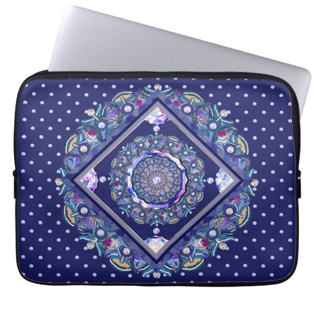 Blå rosace laptop fodral (Framsidan)