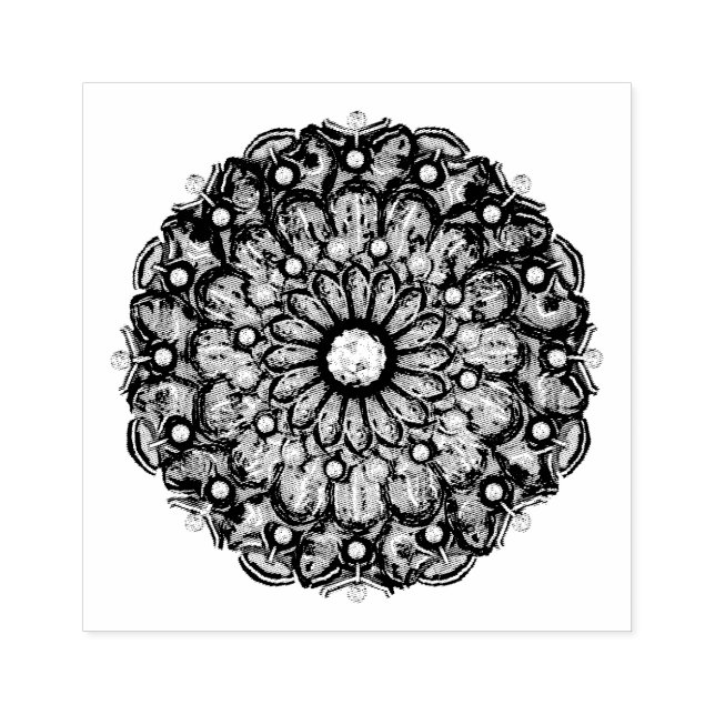 Blå rosace och snöflake stämpel (Tryck)